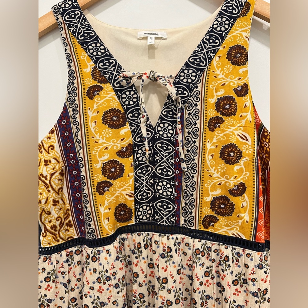 Bohemian Floral Tiered Babydoll Mini Dress - Picture 4 of 9